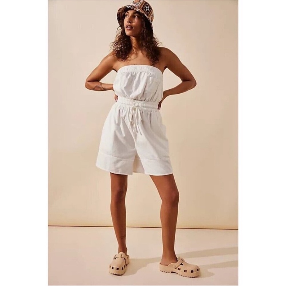 Free People White Strapless Romper